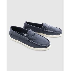 Johnnie-o Mens Slip On Round Toe Penny Loafers Midnight Canvas Size 9
